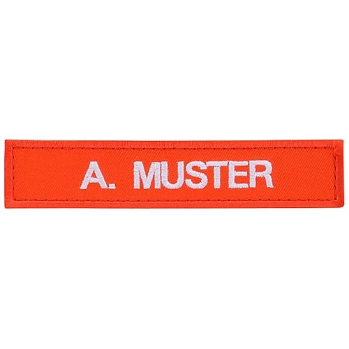 PACOTEX Namensschild bestickt mit eigenem Namen personalisiert Stickschild in vielen Größen und Farben mit Klett (150x25mm, orange) von PACOTEX