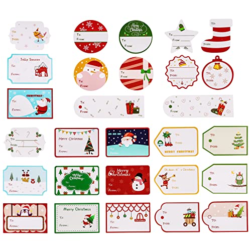 168 Stück Aufkleber Weihnachten, Weihnachtssticker Schreibbar Weihnachtsaufkleber Etiketten Selbstklebend Geschenkaufkleber für Beuteln Schachteln Umschlägen Grußkarten von PAEFIU