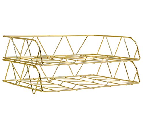 Pag Dokumentenablage aus Metall, stapelbar, für Büro, Schreibtisch, 2 Stück Gold von PAG