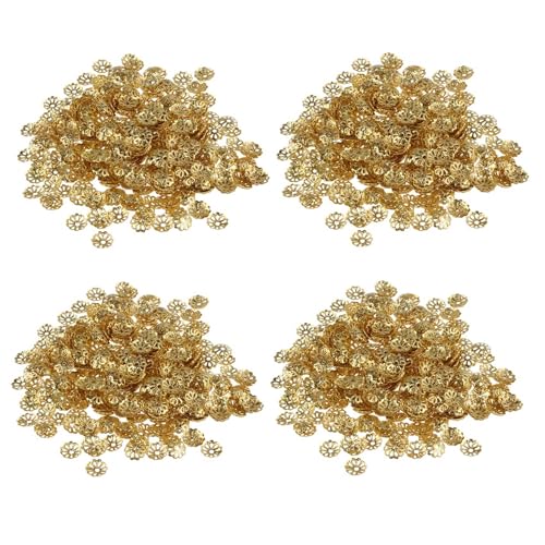 PAGJHRFJG 2000 Stück 6Mm Gold Ton Perlenkappen für Schmuck Machen von PAGJHRFJG