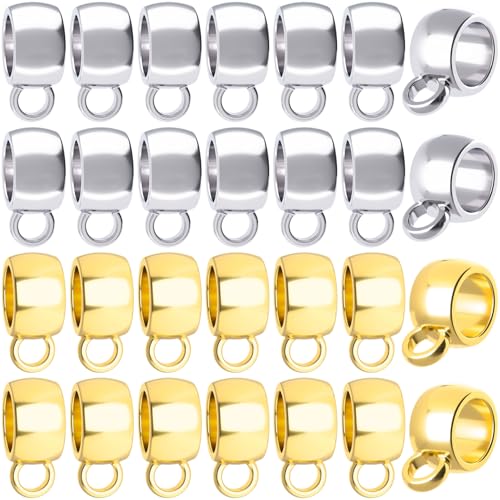 PAGOW 100 Stück Glieder-Bail-Perlen, hypoallergener Halskettenverbinder, Legierungsrohr-Charm-Halter, DIY-Abstandshalter für Schmuckherstellung, Armband, Ohrringe (Gold, Silber) von PAGOW