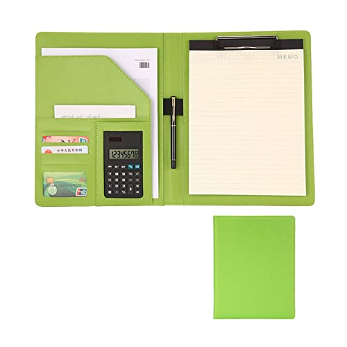 Konferenzmappe Schreibmappe A4 Ringbuch Leder Businessmappe Geschäfts Ordner Leder Präsentationsmappe Aktenmappe Organizer Für Damen Herren(Green,8-digit calculator) von PAHION