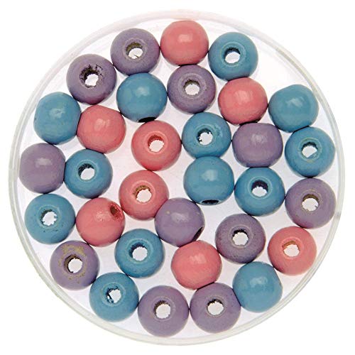 NEU Create it Easy Holzperlen-Mix, 12 mm, 28 Stück, hellblau-rosa-flieder von PAINT IT EASY