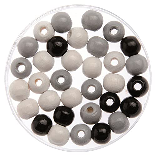 NEU Create it Easy Holzperlen-Mix, 12 mm, 28 Stück, schwarz-weiß-grau von PAINT IT EASY