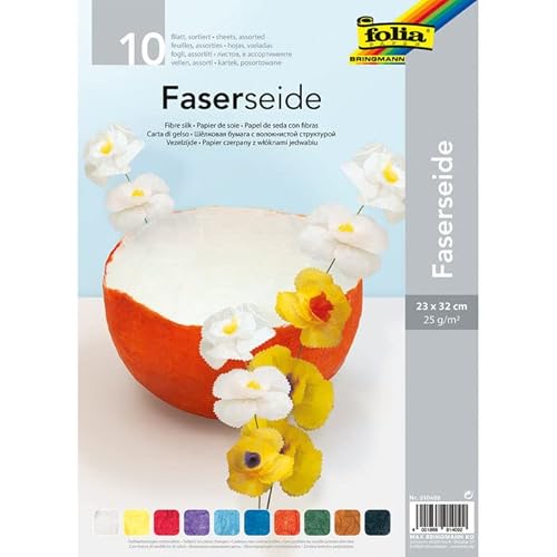 NEU Faserseide Sortiment, 10 Farben, 23 x 32 cm, 25 g/m² von PAINT IT EASY