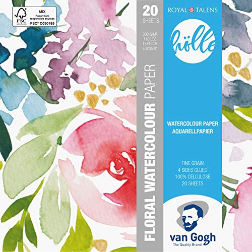 NEU PAINT IT EASY Floral Aquarellpapier 300g/qm, 20 Bogen, 15x15cm von PAINT IT EASY