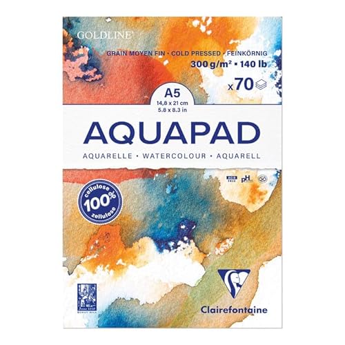 NEU PAINT IT EASY Malblock Aquarell Goldline A5, mittelfein gekörnt, geleimt 300g/qm, 70 Blatt von PAINT IT EASY