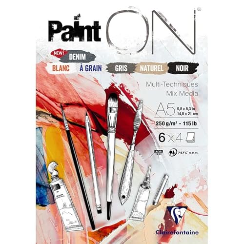 NEU PAINT IT EASY Zeichenblock A5, 250g/qm, 24 Blatt, 6 Farben sortiert von PAINT IT EASY