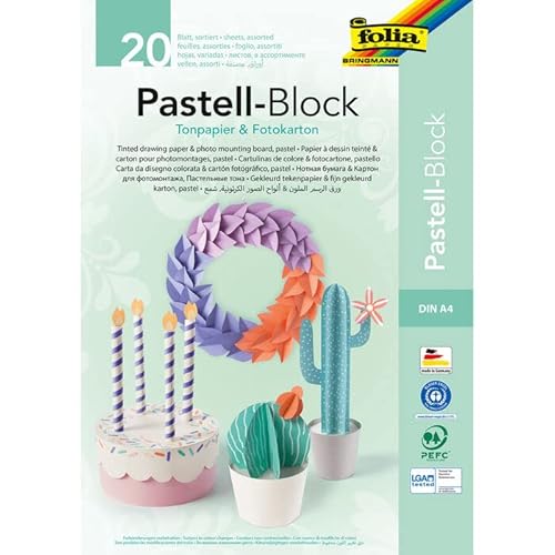 NEU Pastell-Block, Tonpapier und Fotokarton A4, 20 Blatt sortiert von PAINT IT EASY