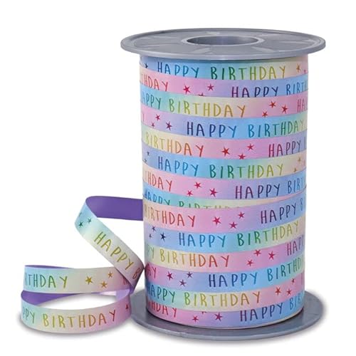 NEU Rainbow-Pastell Birthday Geschenkband, Breite 10mm, Länge 200m von PAINT IT EASY