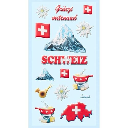 NEU SOFTY 3-D Sticker/Aufkleber, Schweiz, 1 Bogen von PAINT IT EASY