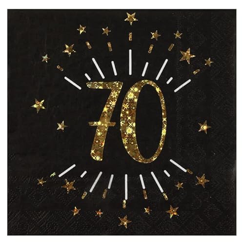 NEU Servietten Happy Birthday 70, schwarz-gold, 10 Stück, ca. 17 x 17cm von PAINT IT EASY