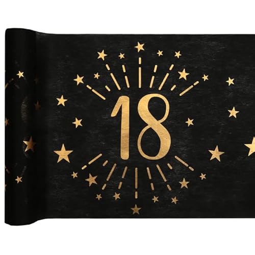 PAINT IT EASY Tischläufer Happy Birthday 18, Schwarz-Gold, 30cm x 5m von PAINT IT EASY