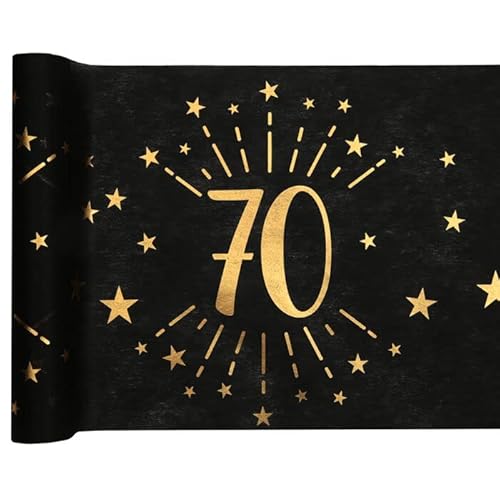 PAINT IT EASY Tischläufer Happy Birthday 70, Schwarz-Gold, 30cm x 5m von PAINT IT EASY