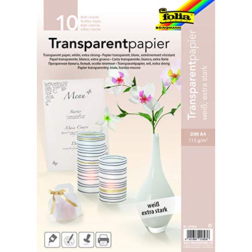 NEU Transparentpapier 115g/m², DIN A4, 10 Blatt, weiß von PAINT IT EASY