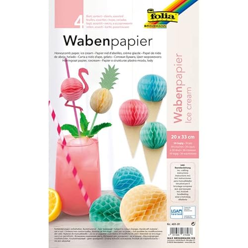 NEU Wabenpapier HoneyComb Sortierung Ice Cream, 20 x 33 cm, 4 Bogen sortiert von PAINT IT EASY