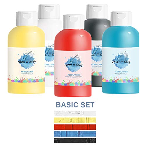 PAINT IT EASY Acrylfarbe für Schule, Hobby & Kunst 750ml Basic Set von PAINT IT EASY