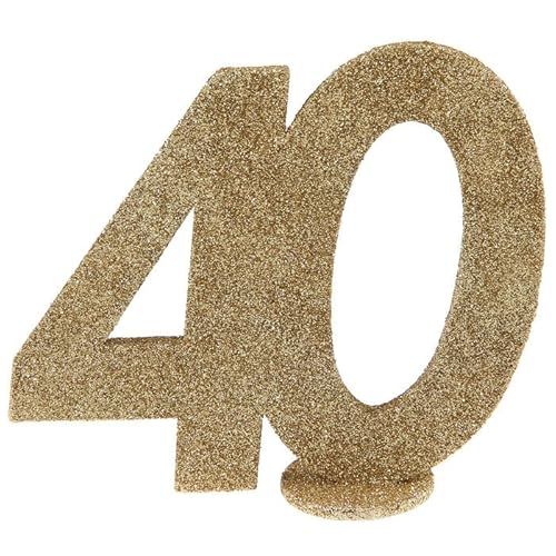 NEU Aufsteller Geburtstags-Zahl 40, glitter-gold, ca. 10cm von PAINT IT EASY