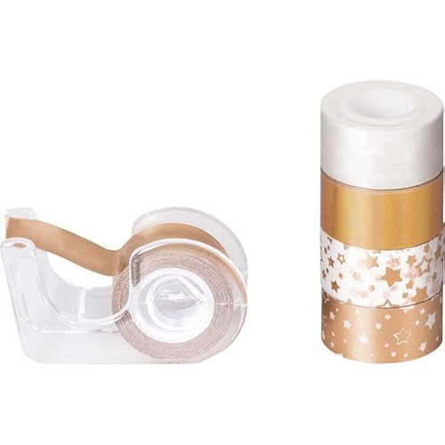 PAINT IT EASY NEU Deko Tape/Klebeband, 5 Rollen + Abroller, Mini Sterne Rose-Gold von PAINT IT EASY