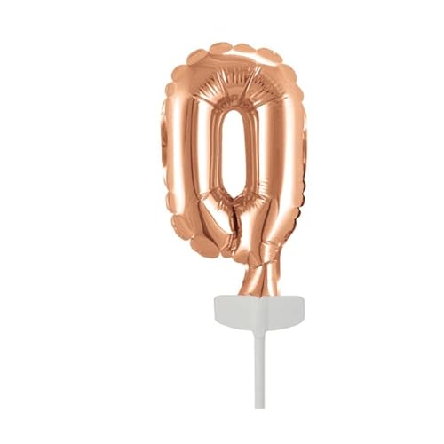 PAINT IT EASY NEU Folienballon Geburtstagszahl Kuchen Cake Topper Zahl 0 Roségold, ca. 13 cm von PAINT IT EASY