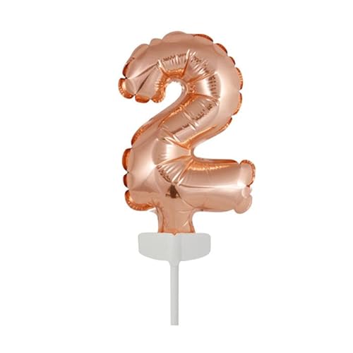 PAINT IT EASY NEU Folienballon Geburtstagszahl Kuchen Cake Topper Zahl 2 Roségold, ca. 13 cm von PAINT IT EASY