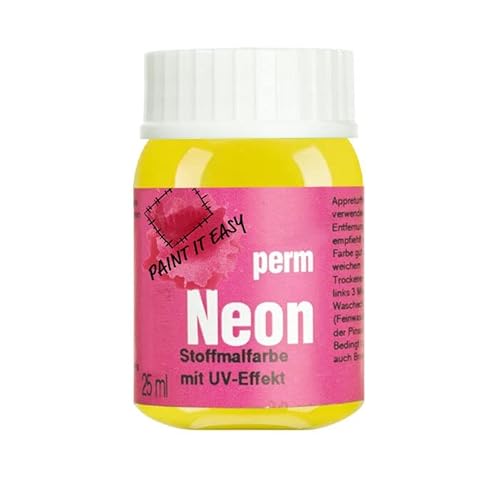 PAINT IT EASY NEU Neon-Farben/Stoffmalfarben, 25ml, Neon-Gelb von PAINT IT EASY