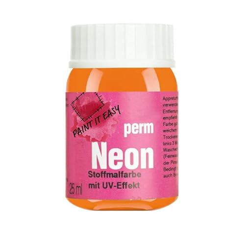 PAINT IT EASY NEU Neon-Farben/Stoffmalfarben, 25ml, Neon-Orange von PAINT IT EASY