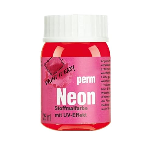 PAINT IT EASY NEU Neon-Farben/Stoffmalfarben, 25ml, Neon-Rot von PAINT IT EASY