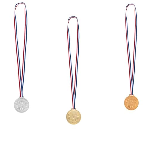 PAINT IT EASY NEU Podiumsmedallien Gold, Silber & Bronze, je 6cm, mit Bändern, ideal für Kindergeburtstage und Sportfeste von PAINT IT EASY