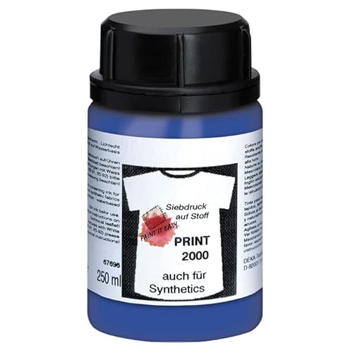 PAINT IT EASY NEU Siebdruckfarbe DEKAPRINT 2000, 250 ml, Mittelblau von PAINT IT EASY