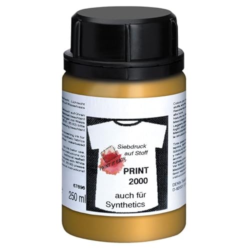 PAINT IT EASY NEU Siebdruckfarbe DEKAPRINT 2000 Metallic, 250 ml, Metallic-Gold von PAINT IT EASY