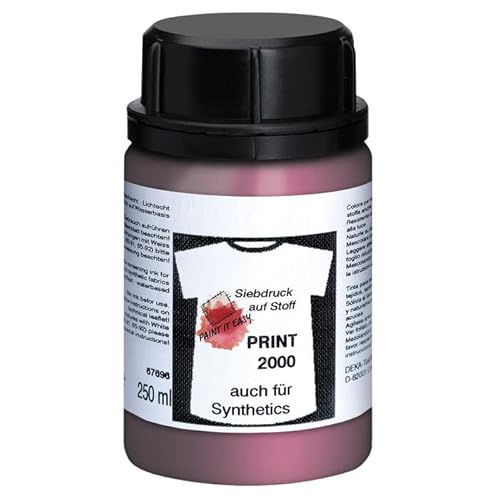 PAINT IT EASY NEU Siebdruckfarbe DEKAPRINT 2000 Metallic, 250 ml, Metallic-Pink von PAINT IT EASY