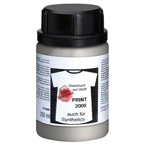 PAINT IT EASY NEU Siebdruckfarbe DEKAPRINT 2000 Metallic, 250 ml, Metallic-Silber von PAINT IT EASY