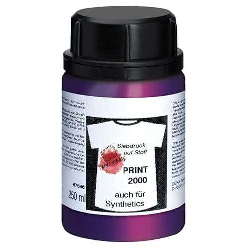 PAINT IT EASY NEU Siebdruckfarbe DEKAPRINT 2000 Metallic, 250 ml, Metallic-Violett von PAINT IT EASY