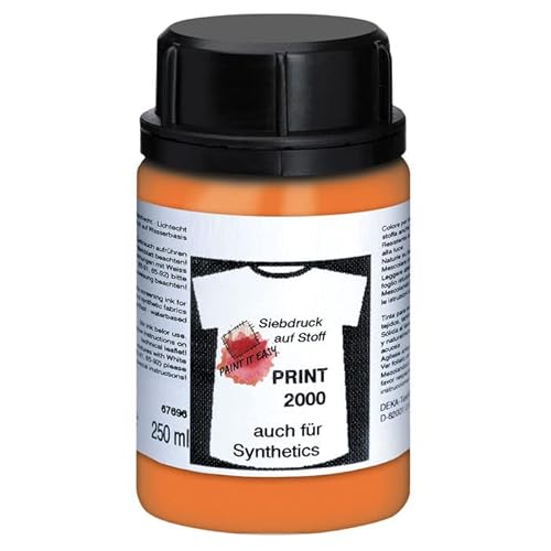 PAINT IT EASY NEU Siebdruckfarbe DEKAPRINT 2000 Neon, 250 ml, Neon-Orange von PAINT IT EASY