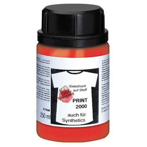 PAINT IT EASY NEU Siebdruckfarbe DEKAPRINT 2000 Neon, 250 ml, Neon-Rot von PAINT IT EASY