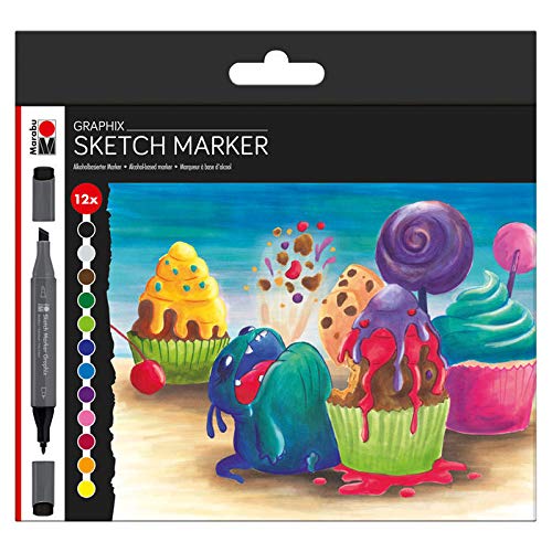 PAINT IT EASY NEU Sketch Marker Grafik & Design-Set, SUGARHOLIC, 12 Stifte von PAINT IT EASY