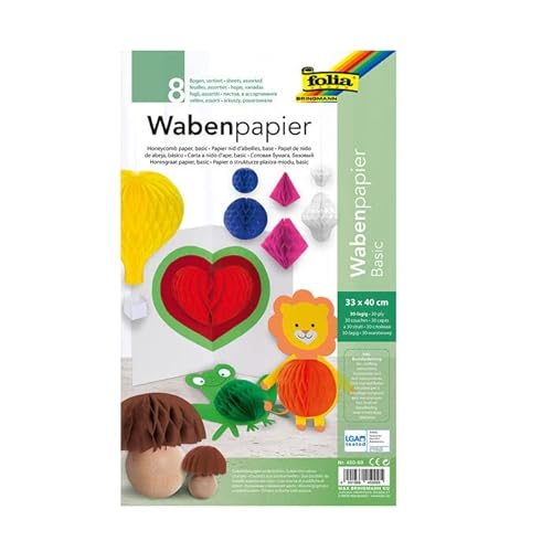 PAINT IT EASY NEU Wabenpapier HoneyComb, 30 Lagen geklebt, 33 x 40 cm, 8 Bogen sortiert von PAINT IT EASY