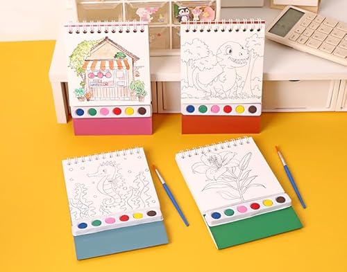 Aquarell-Malpapier-Set für Kinder und Erwachsene, Anfänger, kreatives All-in-One-Taschen-Buch, DIY-Linie, Skizzen, Malpapier mit Wasser (Flower&House-Serie) von PAITUEND