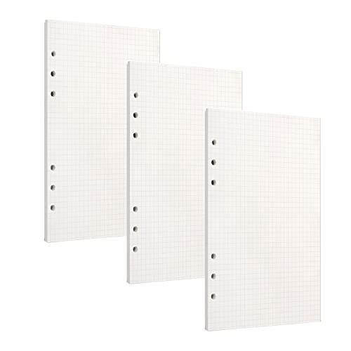 PALUDO 3 Packungen A6 Nachfüllpapier, 135 Blätter A6 Papier Kariert, 6 Löcher Nachfülleinlagen Loose Notizpapier A6 Refill Paper für Filofax Bullet A6 Ringbücher Notizen Skizze von PALUDO