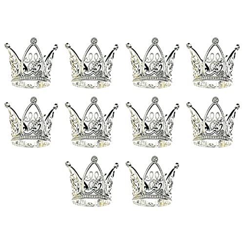 PAMENET 10 Stück Mini Prinzessin Topper Glas Kinder Haarschmuck für Hochzeit Geburtstag Party Kuchen Dekoration Werkzeug Silber von PAMENET