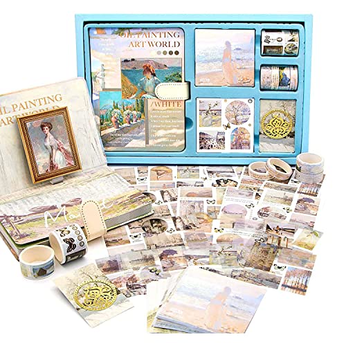 PAMENET ÄSthetisches Scrapbook-Kit, Vintage-ÖLgemäLde, B6-Notizbuch, Scrapbooking-ZubehöR, Kunstaufkleber, D von PAMENET