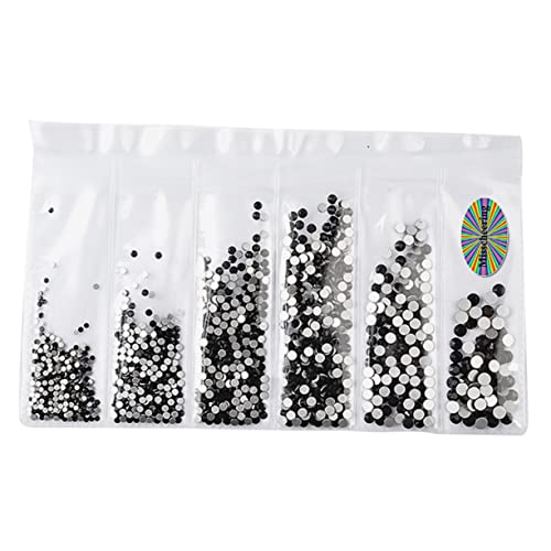 1364 Stück Zubehör für Maniküre Nailart-Zubehör mehrfarbige Strasssteine flache Nagel-Strasssteine false nails falsche nägel aufkleber Maniküre-Verzierung Nagelkunstzubehör Black PAMINGONO von PAMINGONO