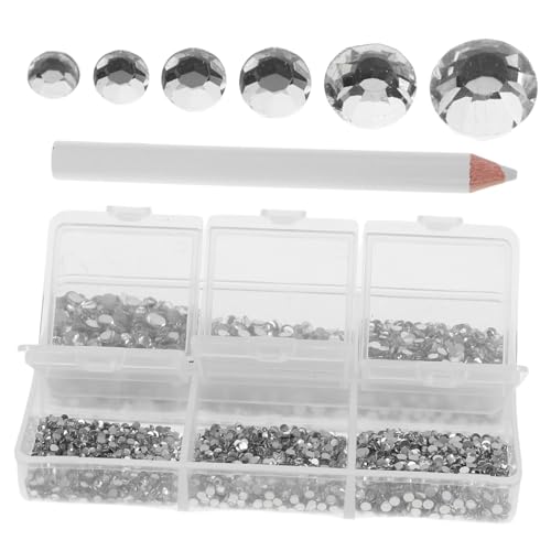 PAMINGONO 1 Set Nailart Strasssteine Runde Nagel Edelsteine ​​Mit Flacher Rückseite Set Mit Bleistift Glitzer Strasssteinen Mit Flachem Boden Für Kunsthandwerk Dekoration Und von PAMINGONO