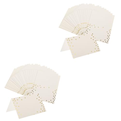 PAMINGONO 100 Stk Sitzplatzkarte bedruckbare visitenkarten gefaltete Platzkarten Tischzeltkarten Hochzeitsgruß hochzeitskarte wedding card Sitzkarten signiert Karten Papier Golden von PAMINGONO