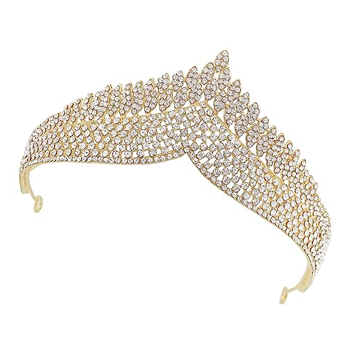 PAMINGONO 1stk Fischgrätenkrone Strass-kopfschmuck Hochzeitskopfschmuck Für Die Braut Stilvolle Kopfbedeckung Haarschmuck Aus Strass Krone Kopfbedeckung Strass-krone Golden Legierung von PAMINGONO