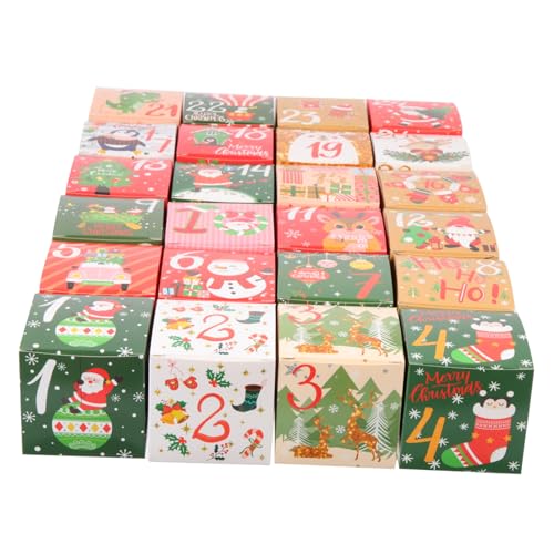 PAMINGONO 24 Stück Boxen Countdown Süßigkeitsbox Süßigkeitenbehälter Weihnachtstüten Süßigkeitentüten Süßigkeiten Leckerli Taschen Weihnachten Adventskalender Süßigkeitenhalter Weihnachts von PAMINGONO