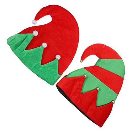 PAMINGONO 2St Weihnachtselfenmütze Weihnachtsfeier Weihnachtselfe Mütze grüne Hüte weihnachtsparty accessoires Weihnachts-Elfenhut weihnachtsmütze dekore Weihnachtsmützen verkleiden Stoff von PAMINGONO