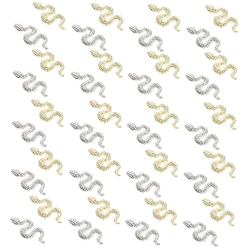 PAMINGONO 40St Schlange Nail Art Schmuck Strasssteine ​​für Nägel Gold Nagel Edelsteine Tierdekor weihnachten weihnachen Charms für Nageldesign Schlangennagel Charms Zinklegierung von PAMINGONO