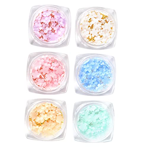 PAMINGONO 6 Boxen Nail Art Zubehör Damen Nail Art Charm Aufkleber Abziehbilder Sonnenblume Nagel Charms Nail Art Supply Flatback Charms Nail Art Nieten Dekor Maniküre Charms Pailletten Harz von PAMINGONO